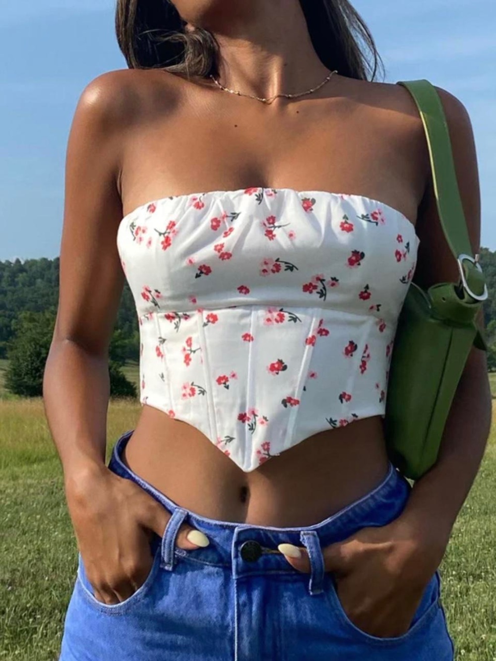 NWOT princess Polly Ivy bustier red floral